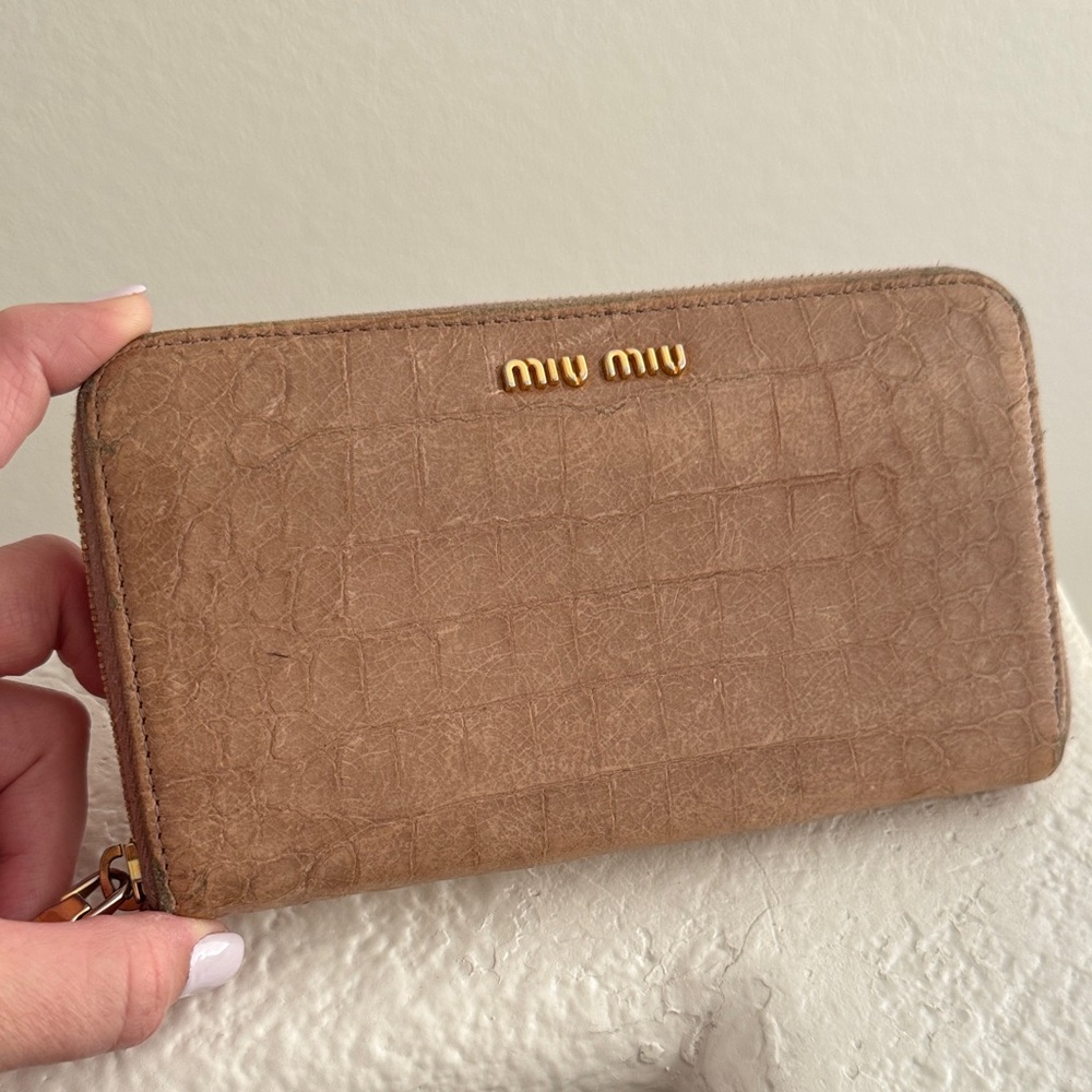 Miu Miu Brown Croc-Embossed Wallet